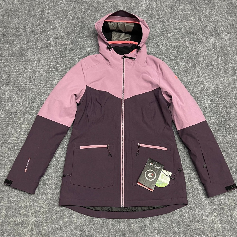 Killtec Jacket Womens Size 8 Purple Plum Functional Hooded Weatherproof Ski NEW - Picture 2 of 16